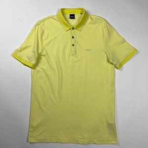 Hugo Boss Prout 28 Polo Shirt Mens Large Yellow Golf